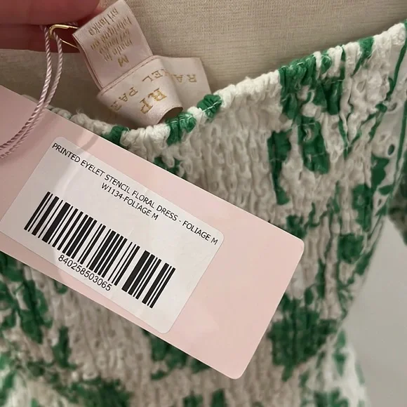 Rachel Parcell | Stencil Floral Eyelet Puff Sleeve Midi Dress Foliage Green - Picture 6 of 12